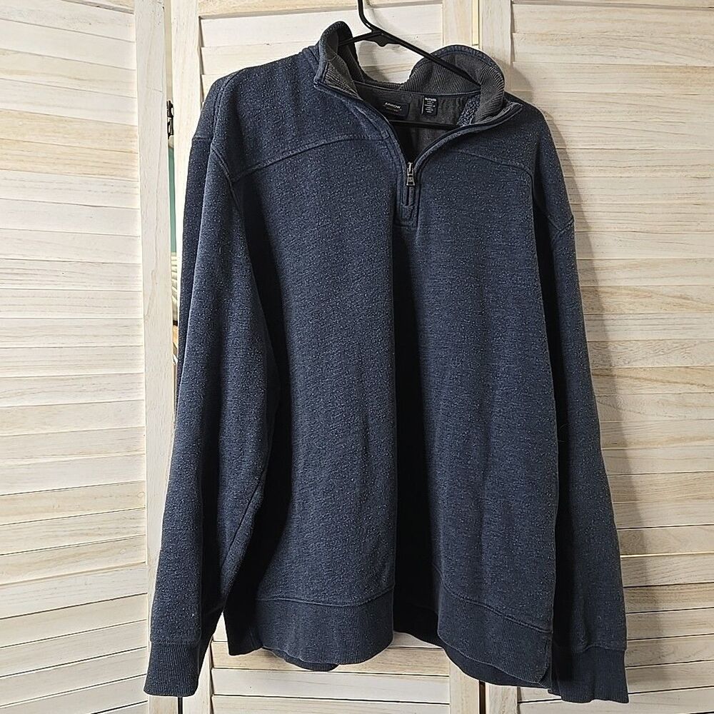 Arrow Mens 1/4 Zip Pullover Sweater XXL Blue Cotton Coastal Prep Grandpacore
